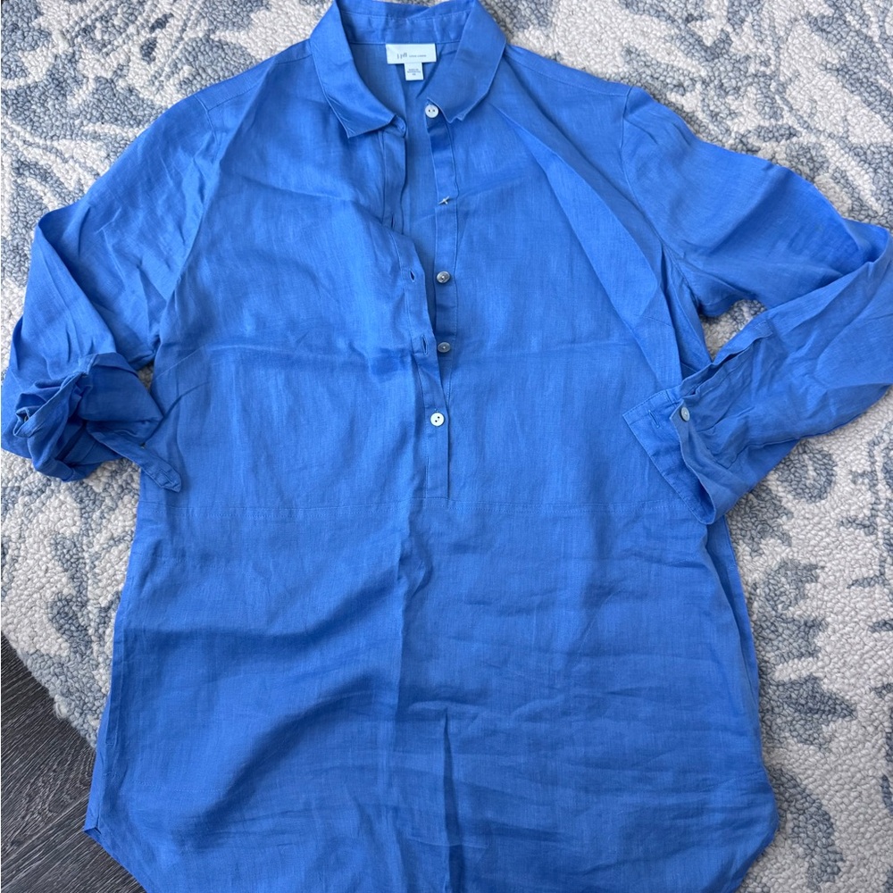 J. Jill Love Linen cornflower Blue TunicLength Top size XS